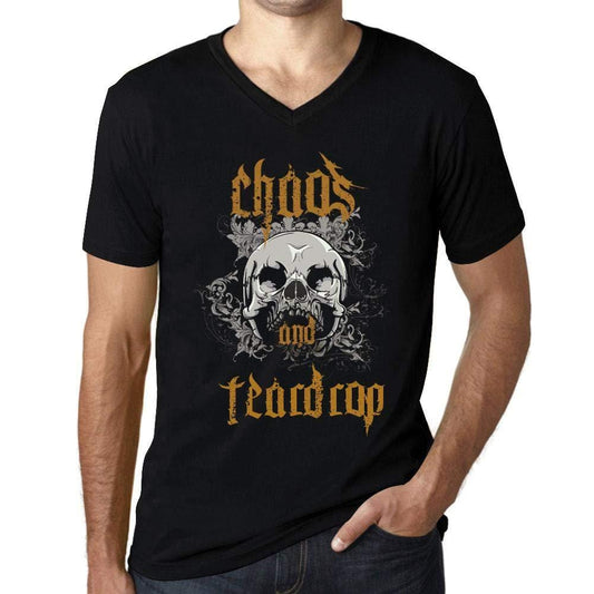 Ultrabasic - Homme Graphique Col V Tee Shirt Chaos and Teardrop Noir Profond