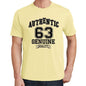 63 Authentic Genuine Yellow Mens Short Sleeve Round Neck T-Shirt 00119 - Yellow / S - Casual