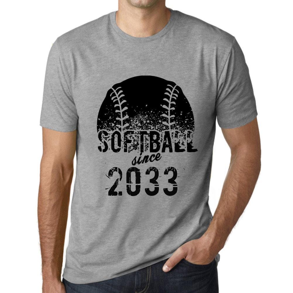 Men&rsquo;s Graphic T-Shirt Softball Since 2033 Grey Marl - Ultrabasic