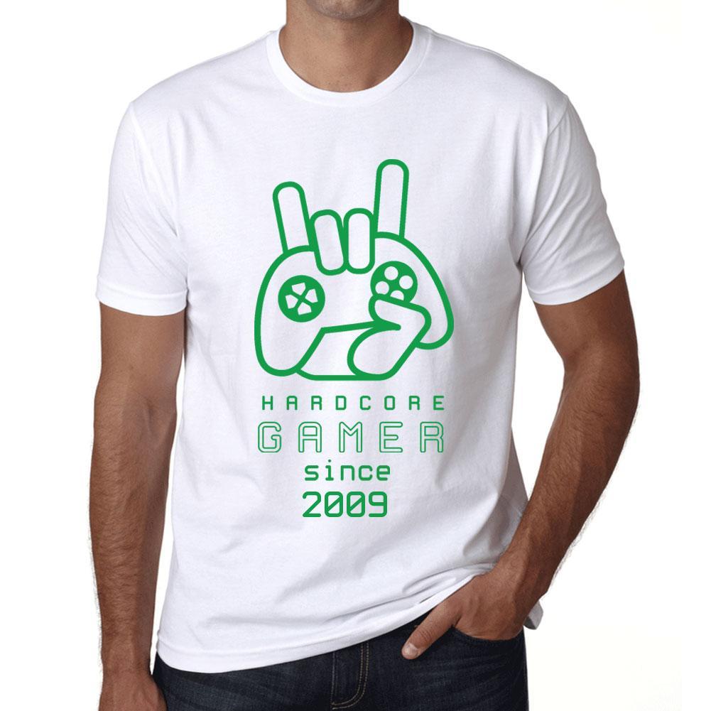 Men&rsquo;s Graphic T-Shirt Hardcore Gamer Since 2009 White - Ultrabasic