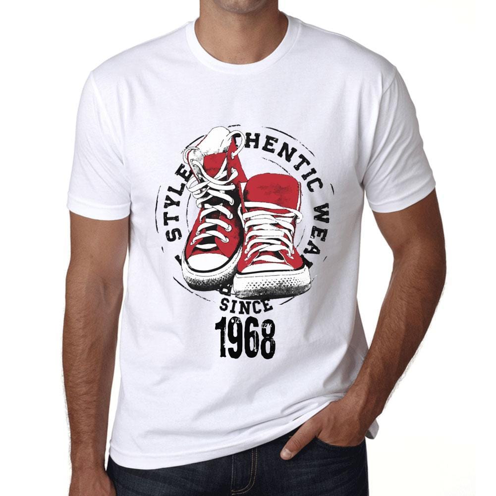 Men&rsquo;s Vintage Tee Shirt Graphic T shirt Authentic Style Since 1968 White - Ultrabasic