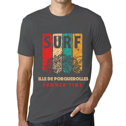 Men&rsquo;s Graphic T-Shirt Surf Summer Time ILLE DE PORQUEROLLES Mouse Grey - Ultrabasic