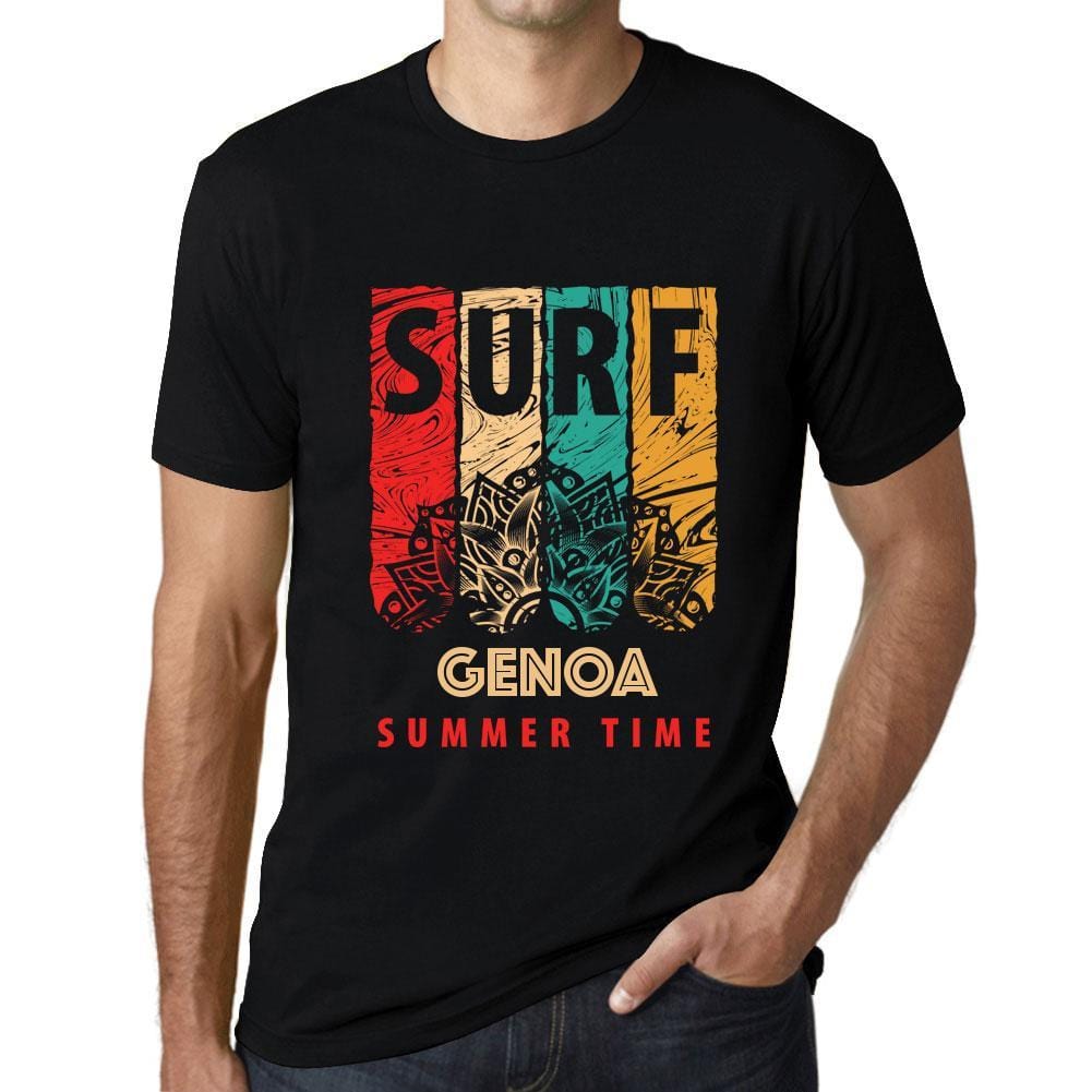Men&rsquo;s Graphic T-Shirt Surf Summer Time GENOA Deep Black - Ultrabasic