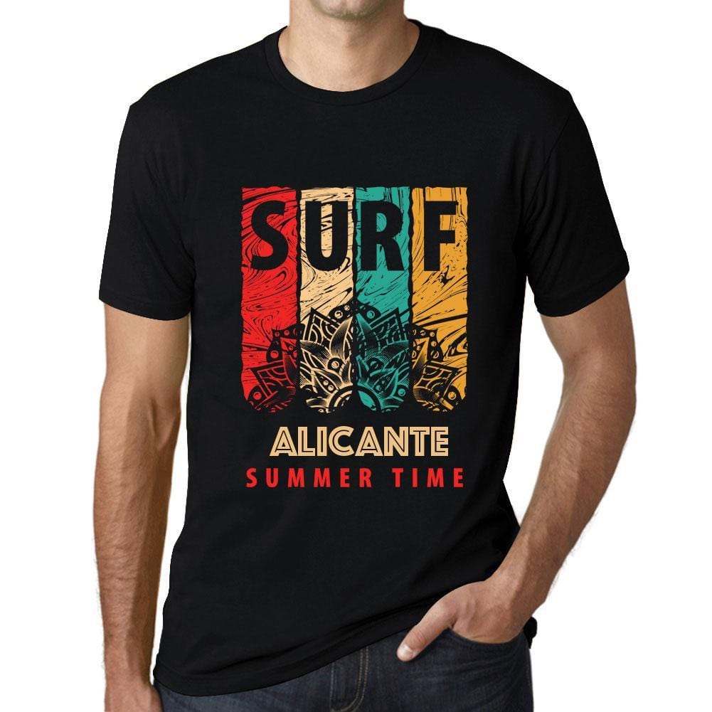 Men&rsquo;s Graphic T-Shirt Surf Summer Time ALICANTE Deep Black - Ultrabasic
