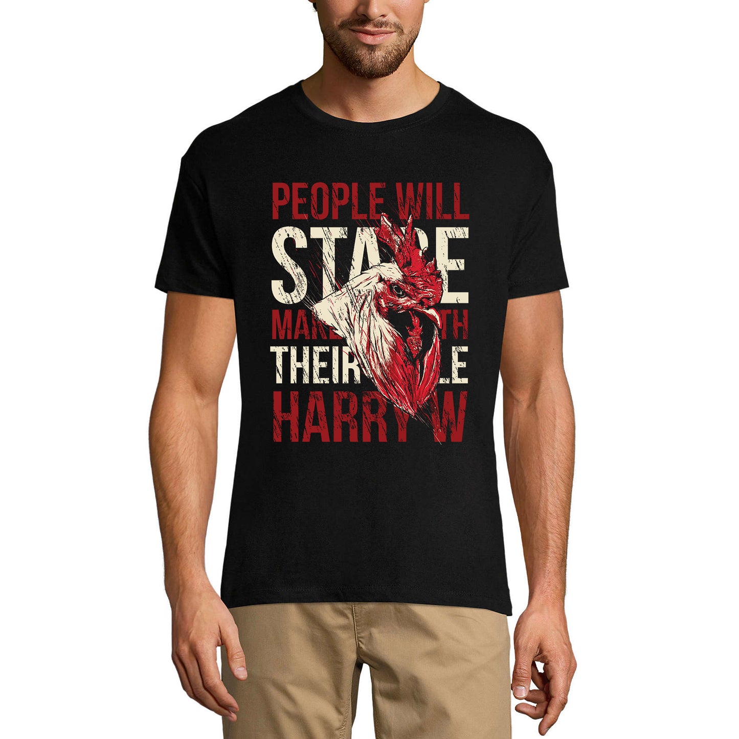 ULTRABASIC Herren-Grafik-T-Shirt „People Will Stare“ – Lustiges Hahn-Shirt