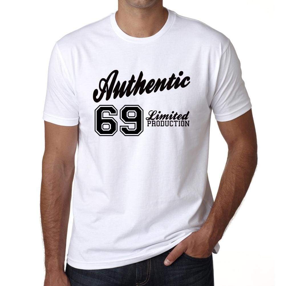 69 Authentic White Mens Short Sleeve Round Neck T-Shirt 00123 - White / L - Casual