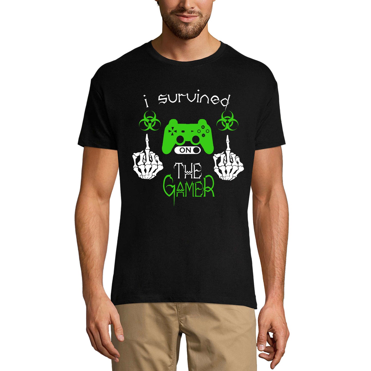 ULTRABASIC Herren-Gaming-T-Shirt „I Survived Virus – The Gamer“ – lustiges Humor-Shirt