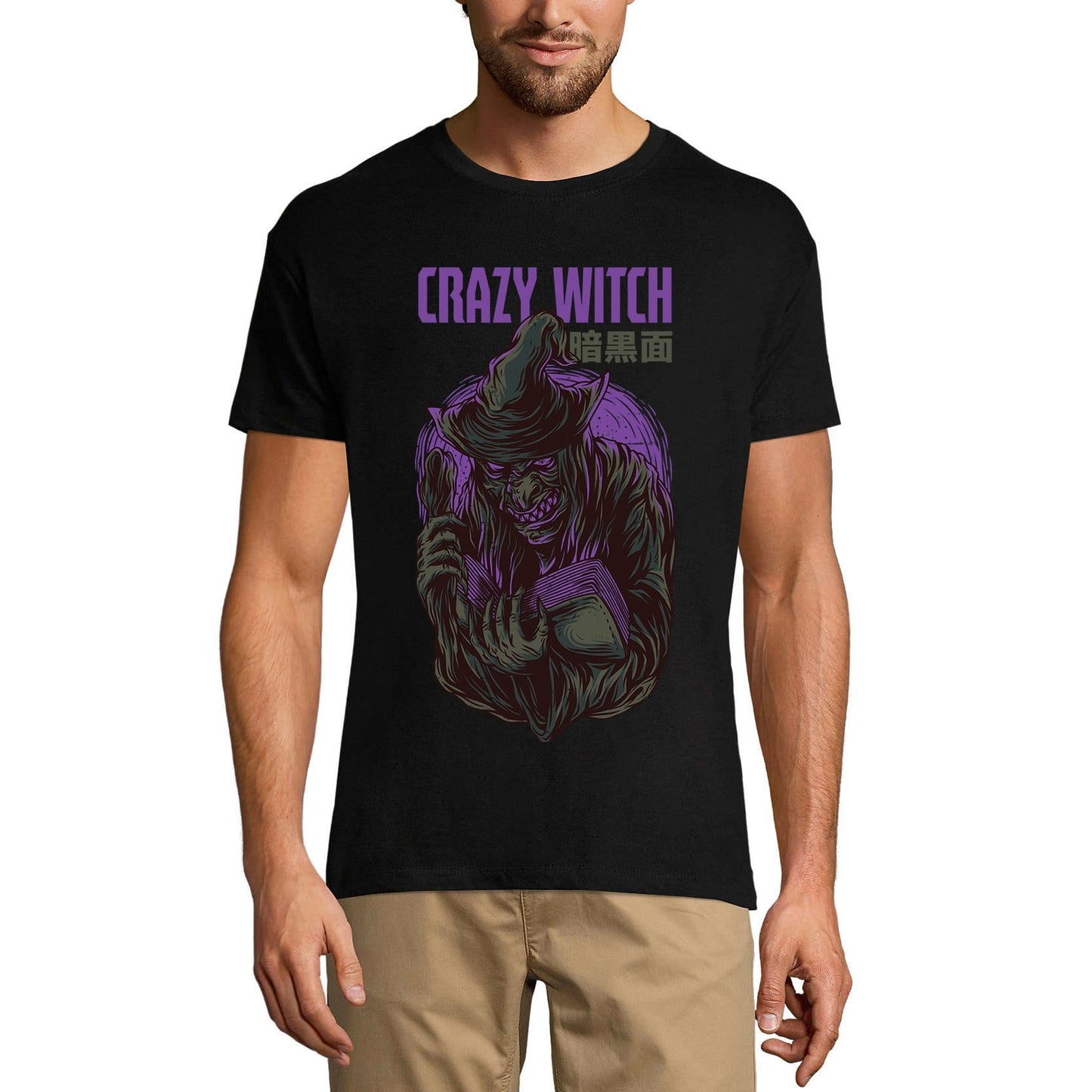 ULTRABASIC Herren-Neuheits-T-Shirt Crazy Witch – Gruseliges Halloween-Gothic-T-Shirt