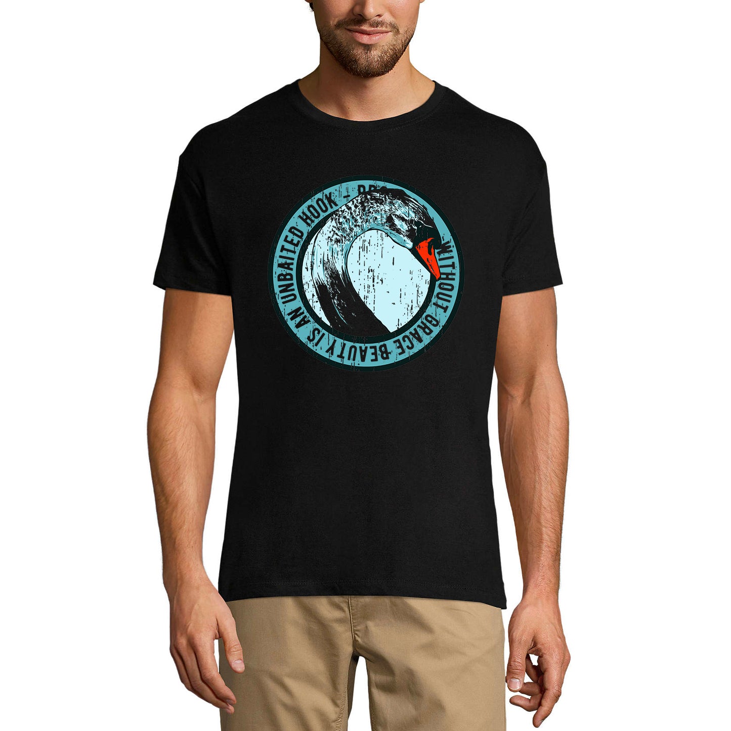 ULTRABASIC Herren-T-Shirt ohne Klammer „Beauty is an Unbaited Hook – Swan“-Shirt