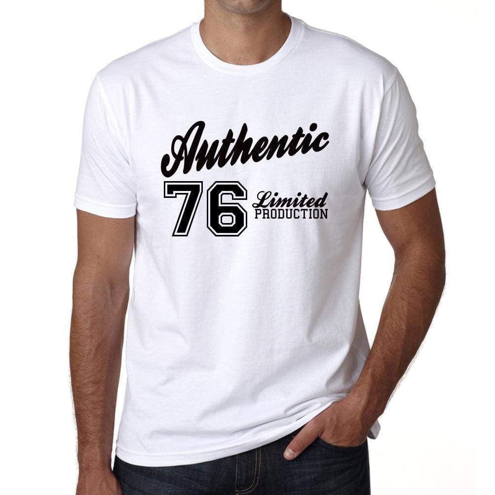 76 Authentic White Mens Short Sleeve Round Neck T-Shirt 00123 - White / L - Casual