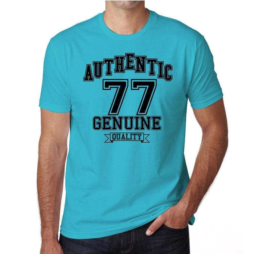 77 Authentic Genuine Blue Mens Short Sleeve Round Neck T-Shirt 00120 - Blue / S - Casual