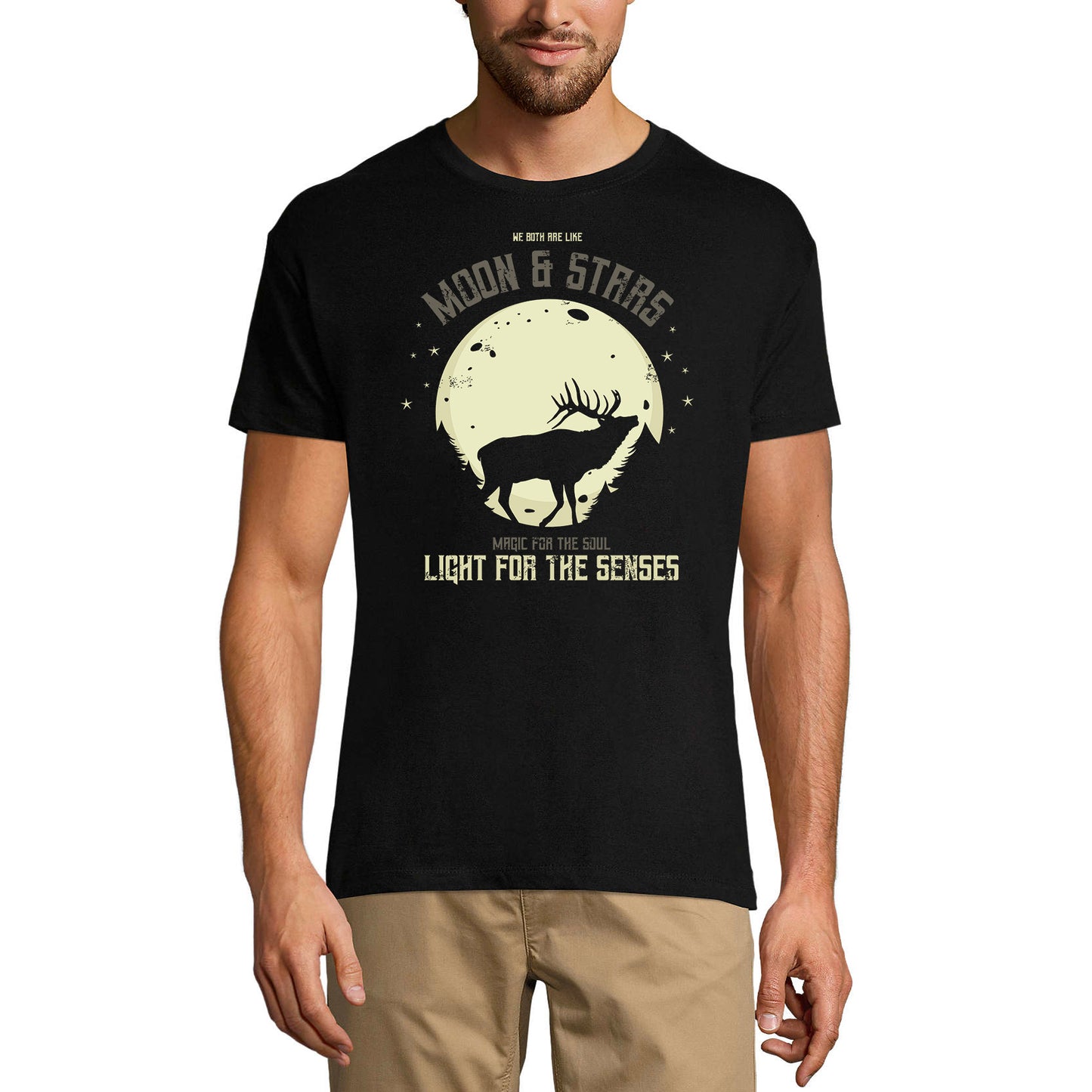 ULTRABASIC Herren-Grafik-T-Shirt We Both Are Like Moon &amp; Stars – Deer Moon