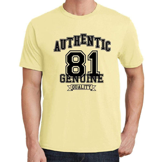 81 Authentic Genuine Yellow Mens Short Sleeve Round Neck T-Shirt 00119 - Yellow / S - Casual
