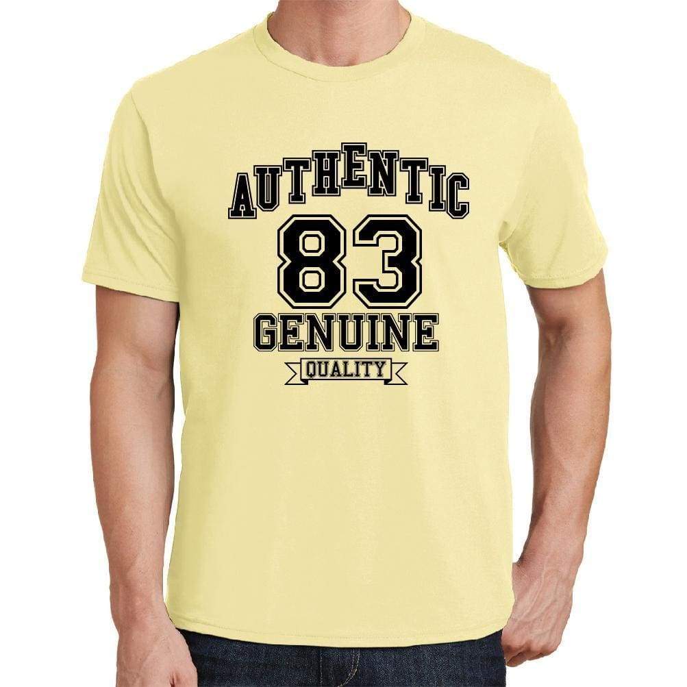 83 Authentic Genuine Yellow Mens Short Sleeve Round Neck T-Shirt 00119 - Yellow / S - Casual