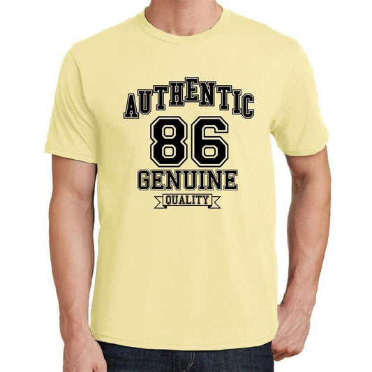 86, Authentic Genuine, Yellow, <span>Men's</span> <span><span>Short Sleeve</span></span> <span>Round Neck</span> T-shirt 00119 - ULTRABASIC