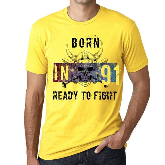 91 Ready To Fight Mens T-Shirt Yellow Birthday Gift 00391 - Yellow / Xs - Casual