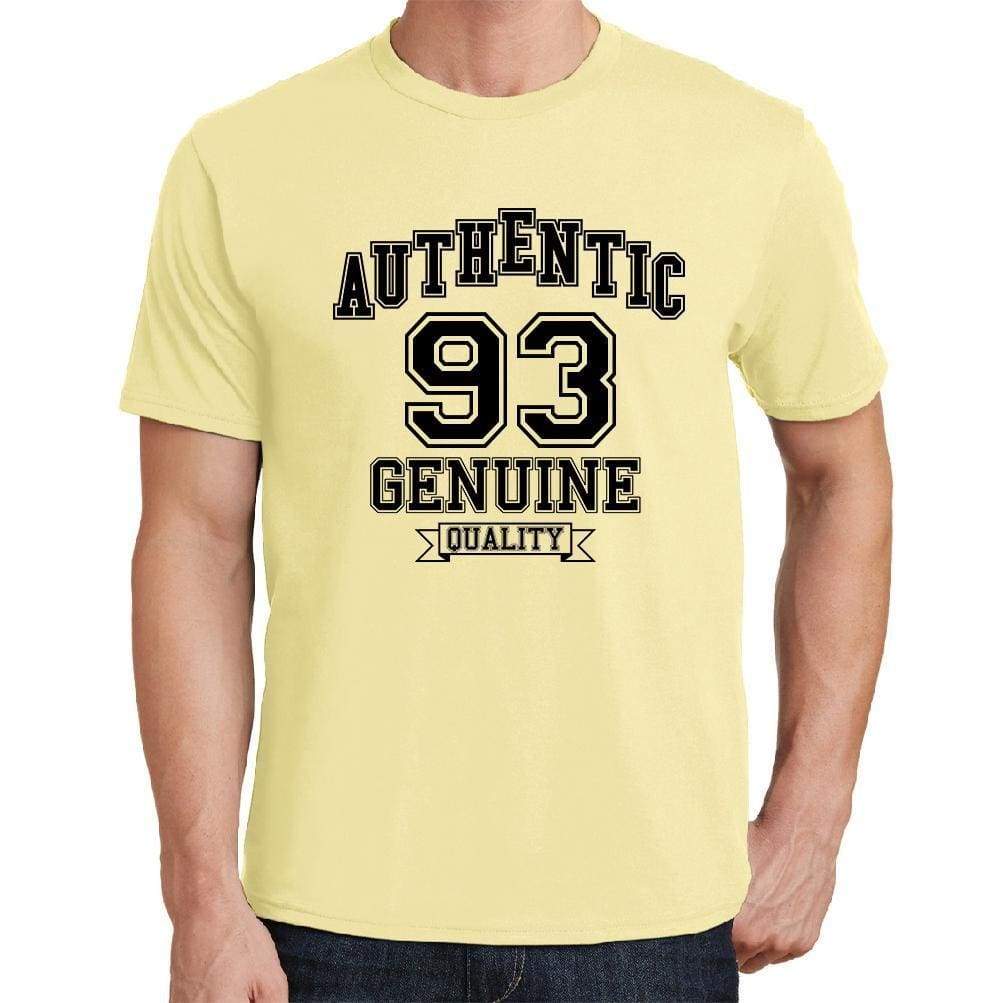 93 Authentic Genuine Yellow Mens Short Sleeve Round Neck T-Shirt 00119 - Yellow / S - Casual