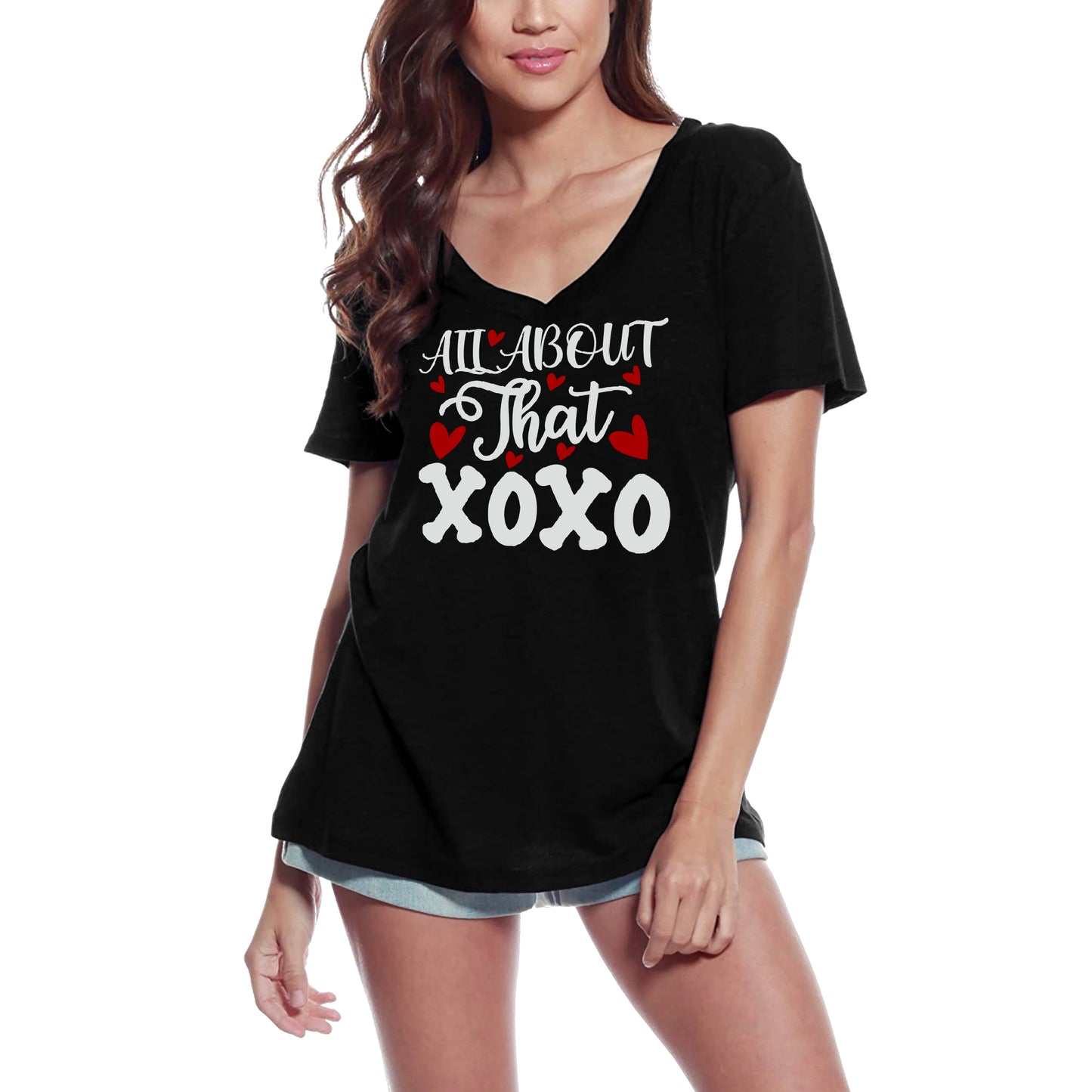 ULTRABASIC Damen-T-Shirt „All About That Xoxo – Hugs and Kisses“, kurzärmeliges T-Shirt