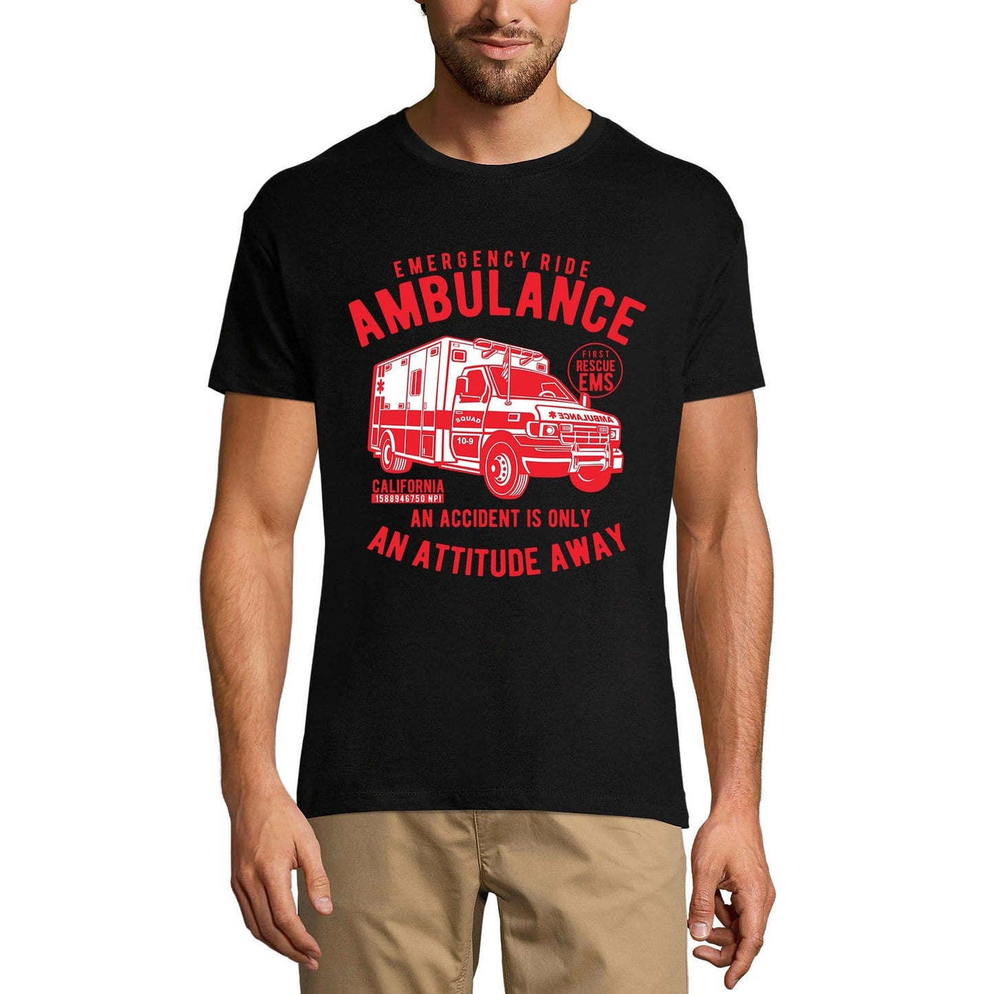 ULTRABASIC Herren T-Shirt Emergency Ride Ambulance – California Shirt für Männer