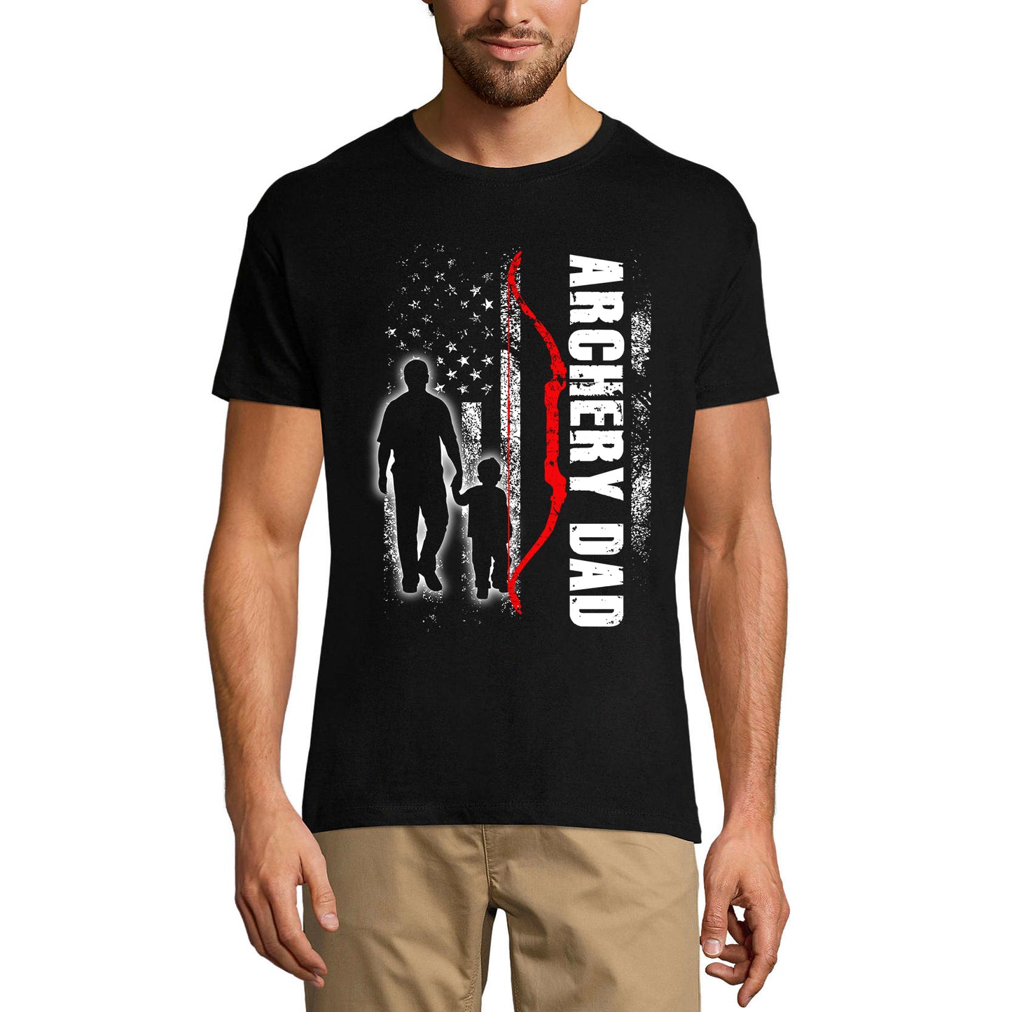 ULTRABASIC Men's Graphic T-Shirt Archery Dad - American Flag Shirt - Daddy and Son