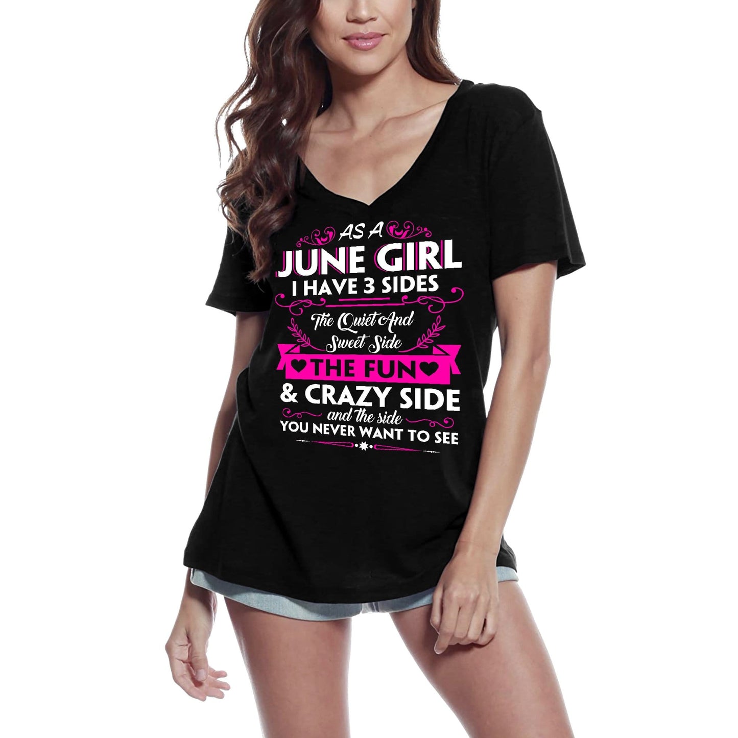 ULTRABASIC Women's T-Shirt June Girl - Funny Birthday Shirt for Girls - Novelty Gift