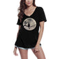 ULTRABASIC Damen-T-Shirt mit V-Ausschnitt Moon Cat – lustiges Kätzchen-Shirt für Katzenliebhaber