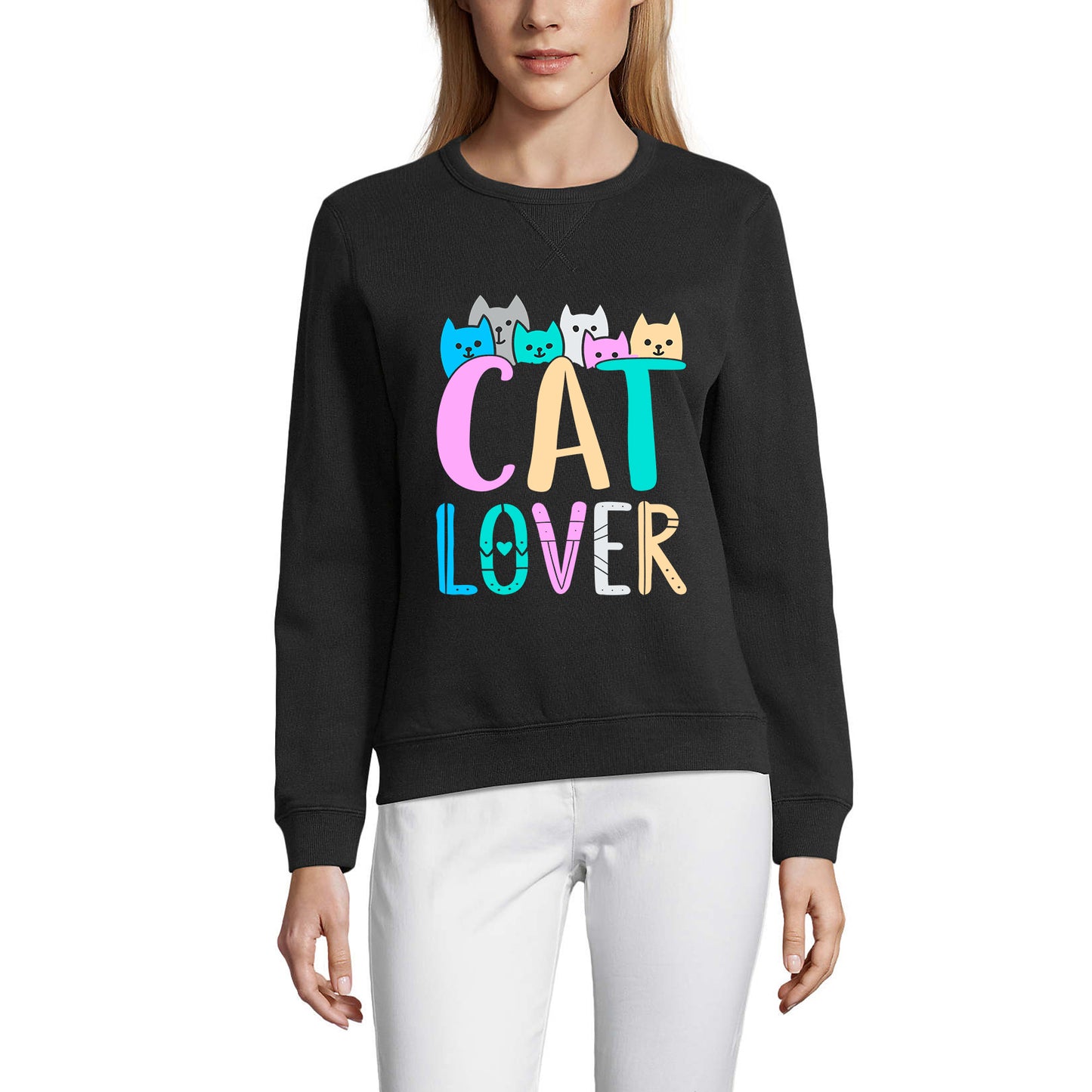 ULTRABASIC Damen-Sweatshirt Cat Lover – Kätzchen-lustiger Pullover für Damen