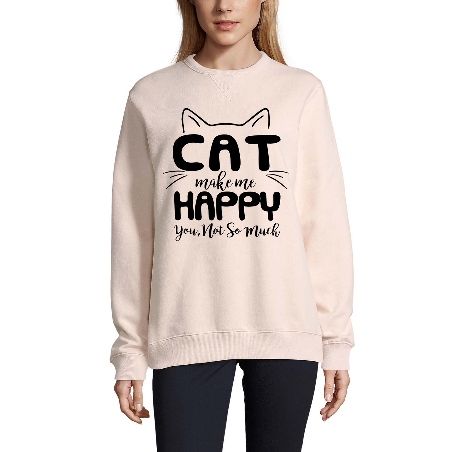 ULTRABASIC Damen-Sweatshirt „Cat Make Me Happy, You Not so Much – Kitten“, lustiger Slogan-Pullover