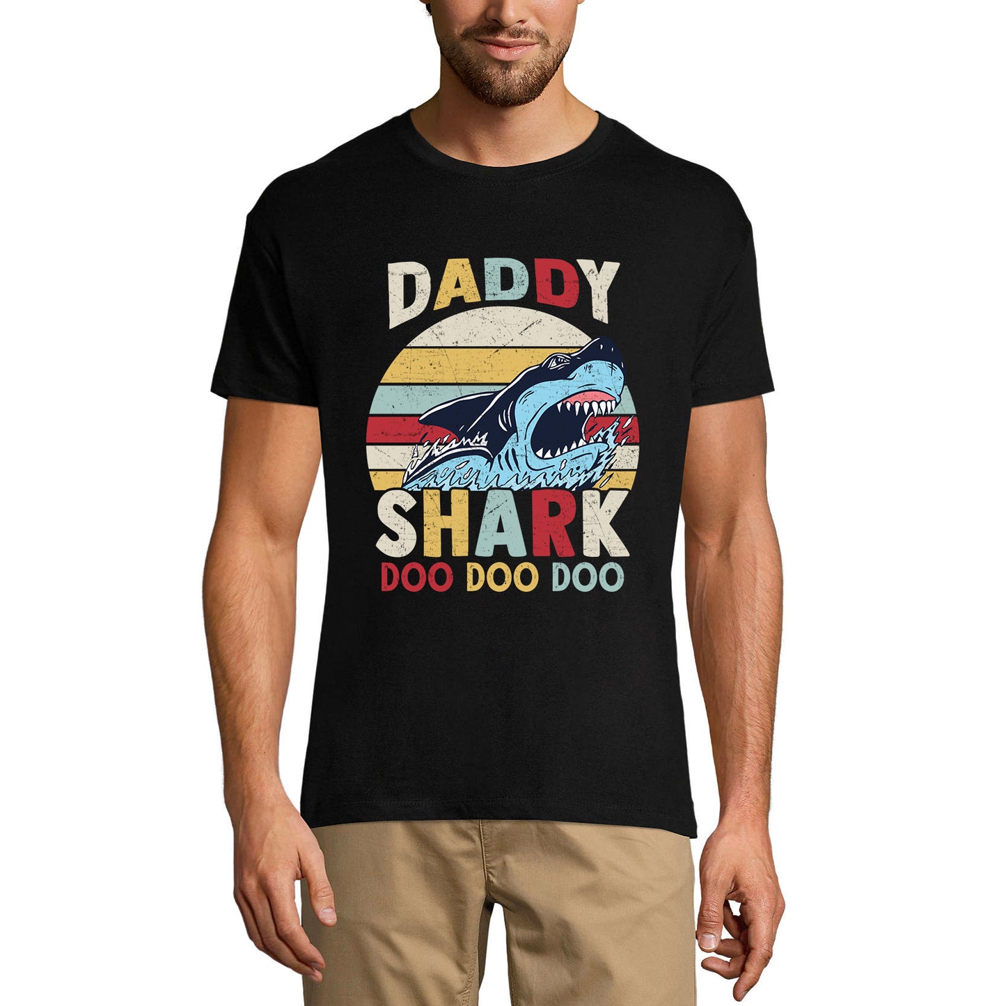 ULTRABASIC Men's Vintage T-Shirt Daddy Shark Doo Doo Doo - Family Time - Father's Gift
