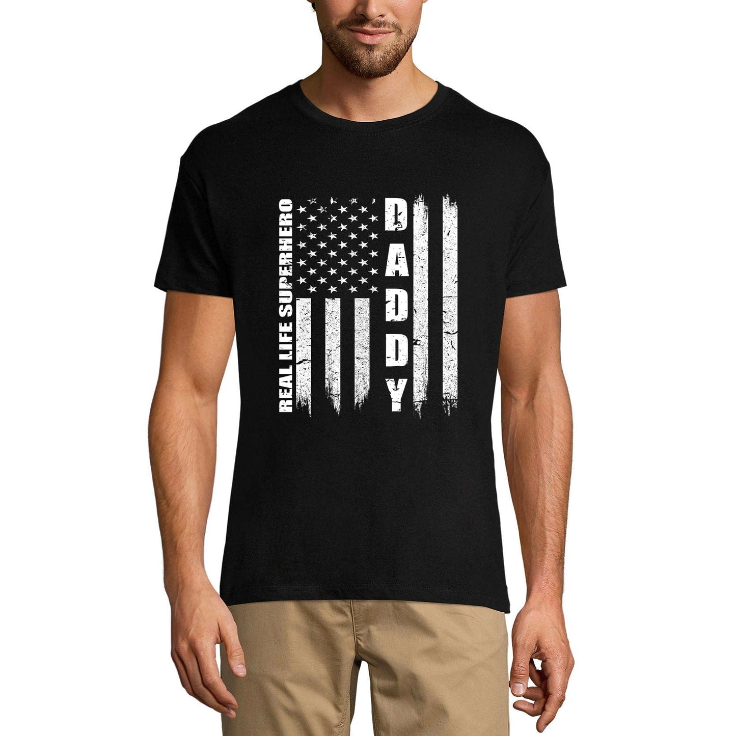 ULTRABASIC Herren T-Shirt Daddy Real Life Superhero – T-Shirt mit US-Flagge