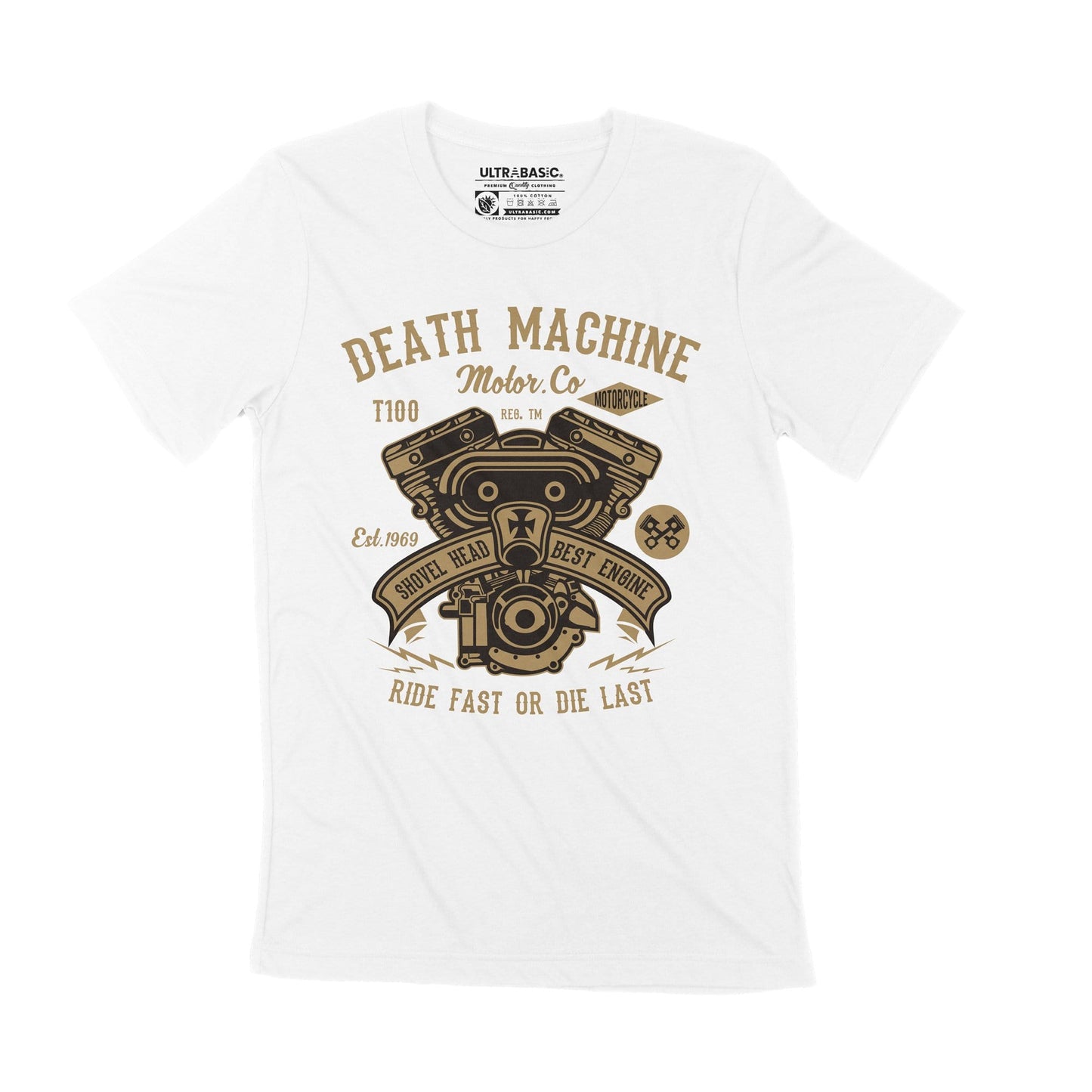 ULTRABASIC Herren T-Shirt Death Machine – Ride Fast or Die Last – Biker seit 1969