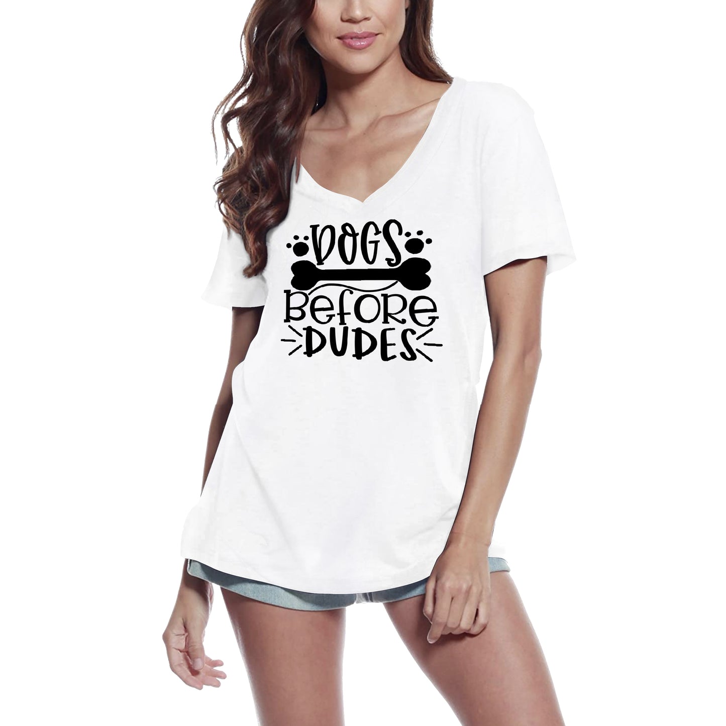 ULTRABASIC Women's T-Shirt Dogs Before Dudes - Short Sleeve Tee Shirt Tops