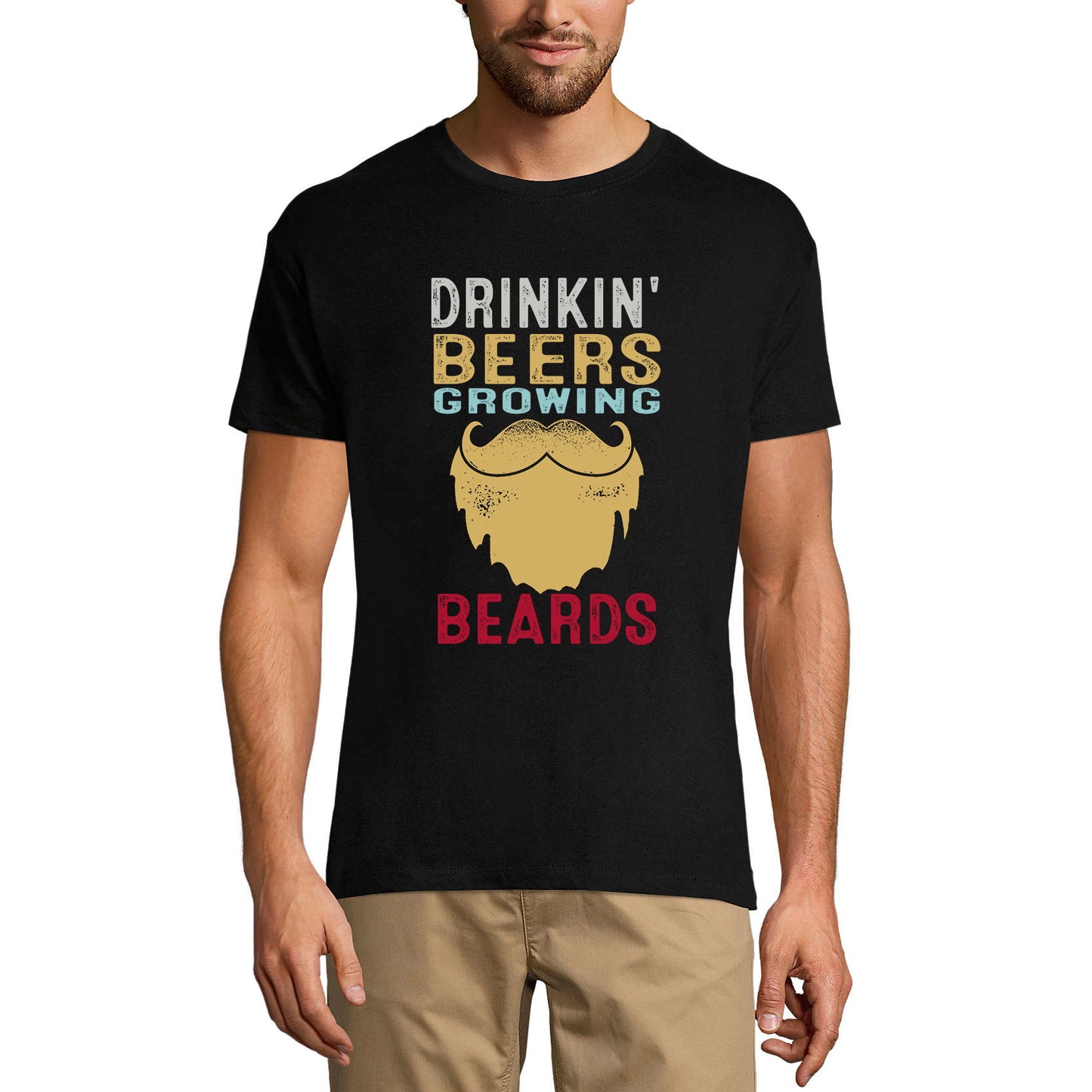 ULTRABASIC Herren-Neuheits-T-Shirt Drinkin' Beers Growing Beards – Lustiges Bierliebhaber-T-Shirt