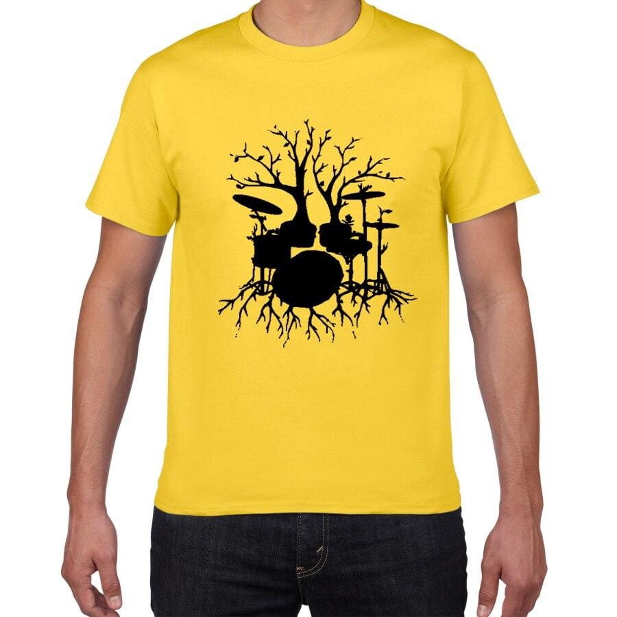 Graphic Unisex Tree Drums T-Shirt Cool Man Drummer Music Novelty