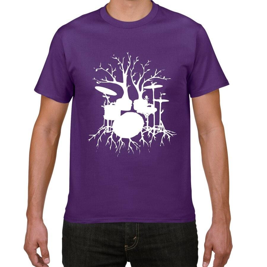 Graphic Unisex Tree Drums T-Shirt Cool Man Drummer Music Novelty