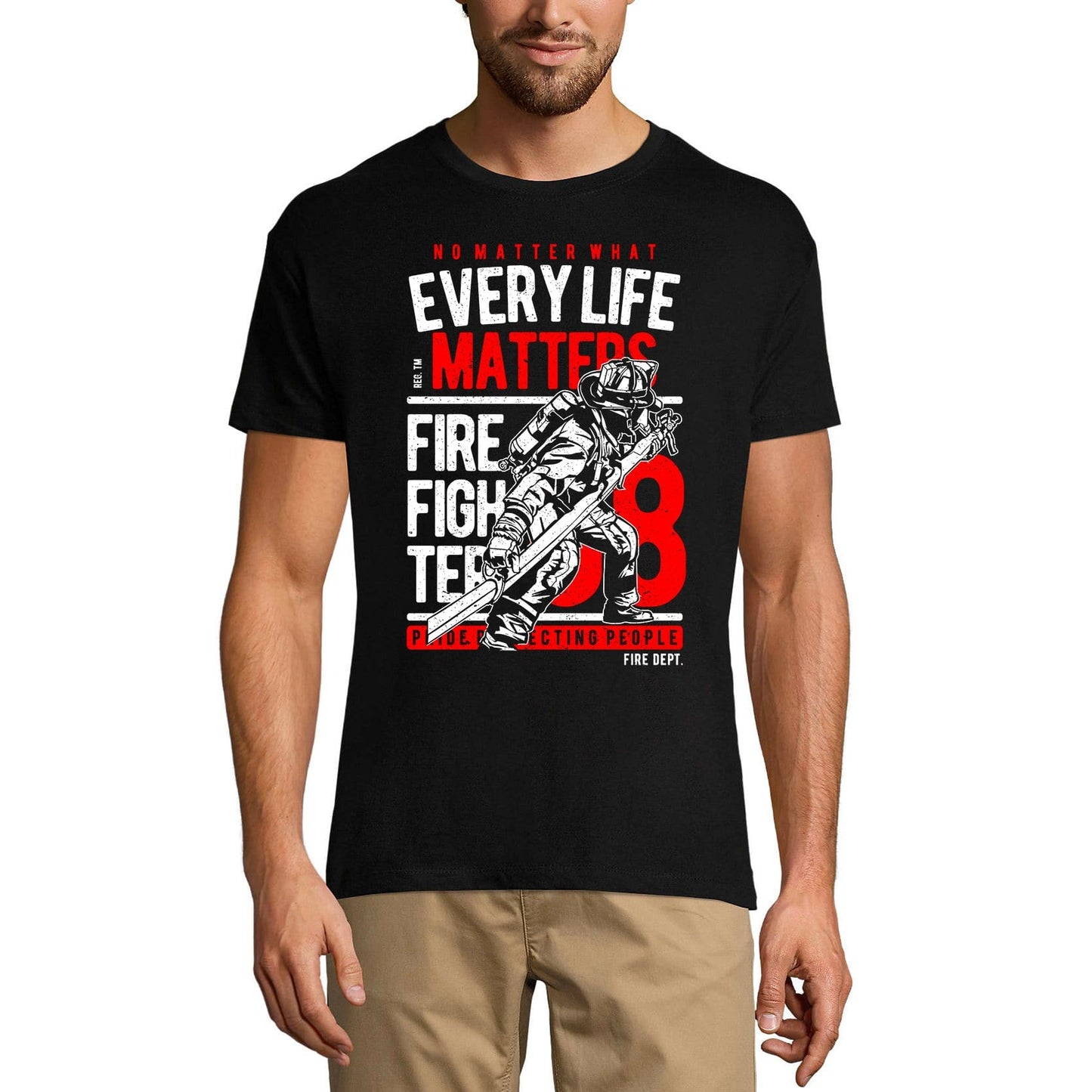 ULTRABASIC Herren-Grafik-T-Shirt „Every Life Matters“ – Shirt für Feuerwehrleute – Zitate