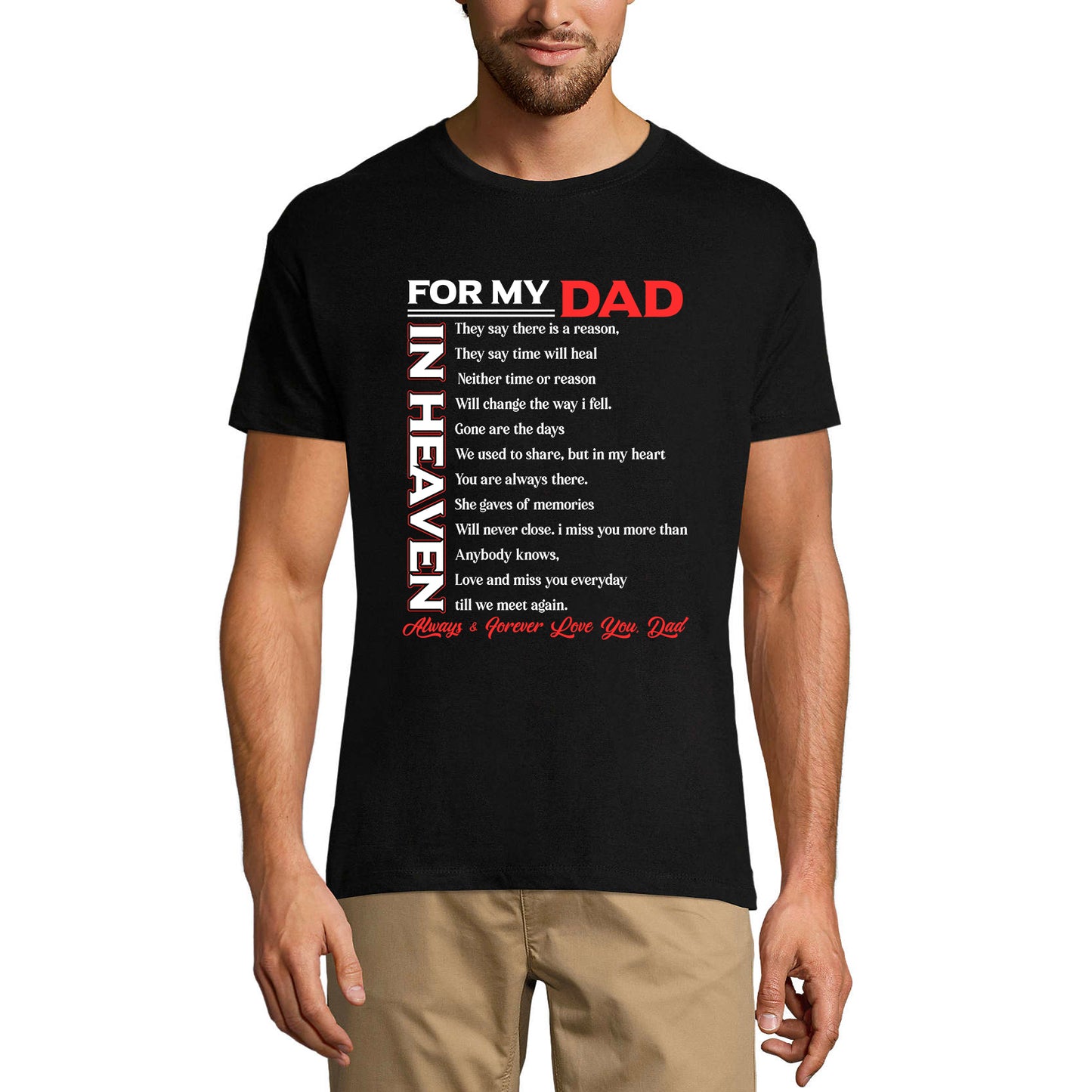 ULTRABASIC Men's Graphic T-Shirt For My Dad In Heaven - Emotional Quote - Father's Day