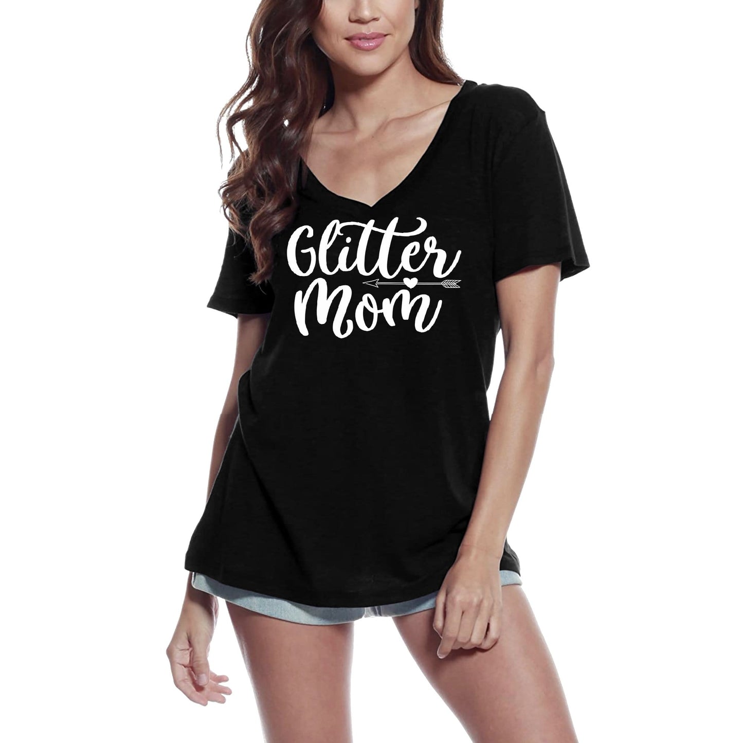 ULTRABASIC Women's T-Shirt Glitter Mom - Short Sleeve Tee Shirt Tops