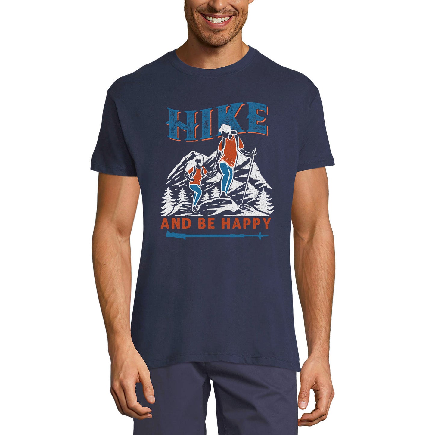 ULTRABASIC Men's T-Shirt Hike and be Happy - Mountain Hiker Tee Shirt