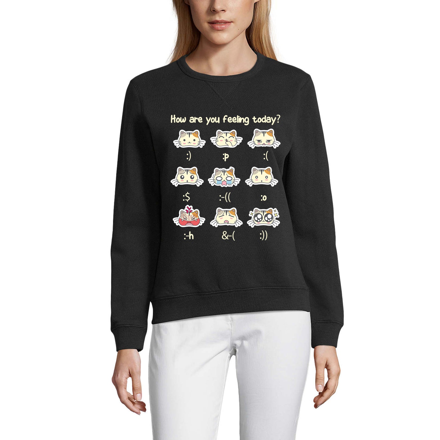 ULTRABASIC Damen-Sweatshirt „How are You Feeling Today“ – Lustiger Pullover für Katzen- und Kätzchenliebhaber