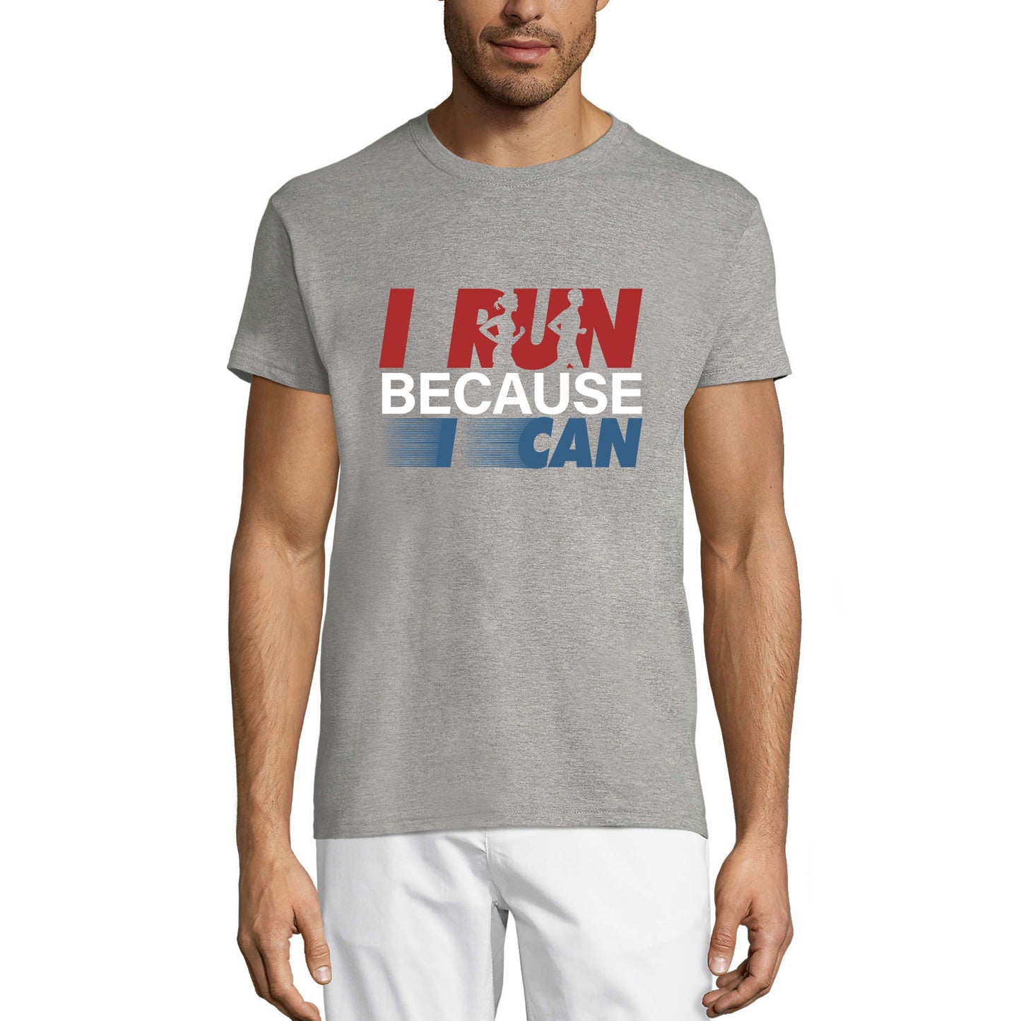 ULTRABASIC Herren-Neuheits-T-Shirt „I Run Because I Can“ – Läufer-T-Shirt