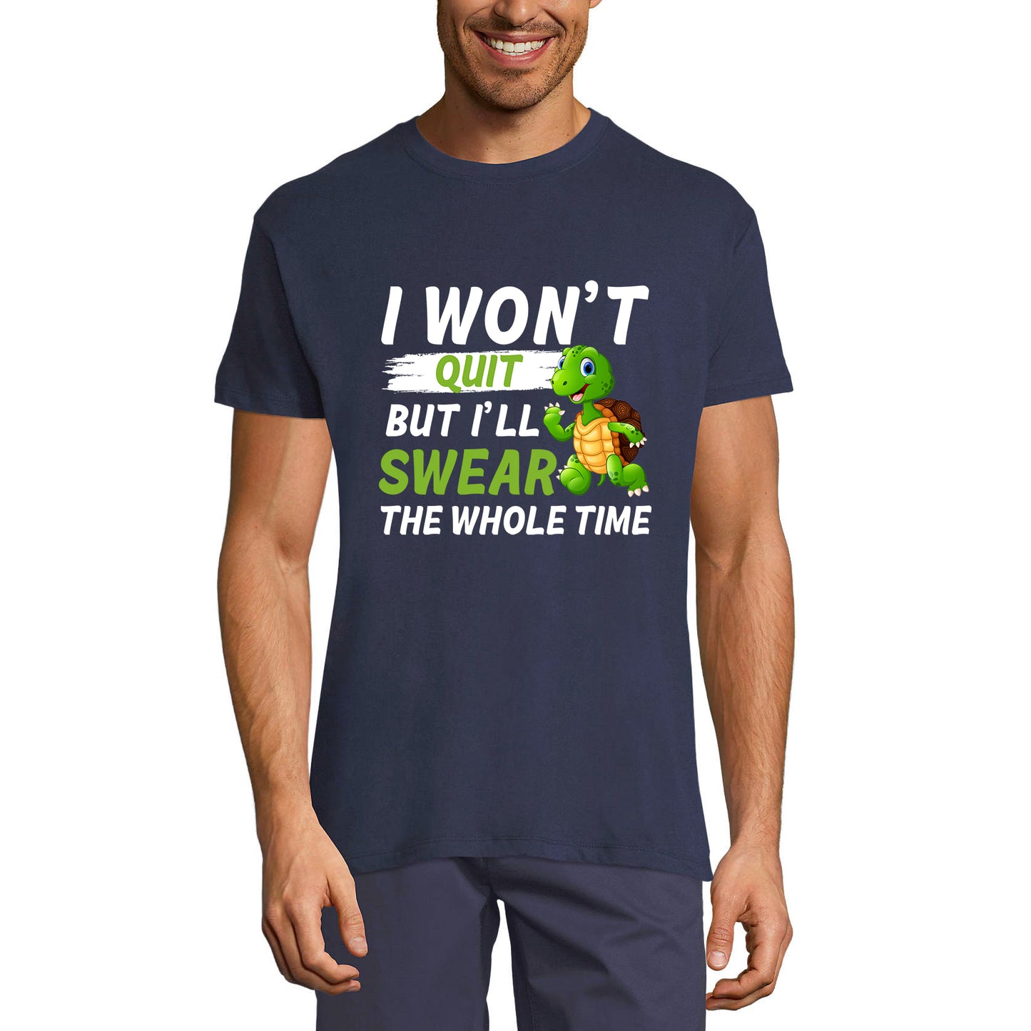ULTRABASIC Herren-T-Shirt „I Won't Quit But I'll Swear the Whole Time“ – Läufer-T-Shirt