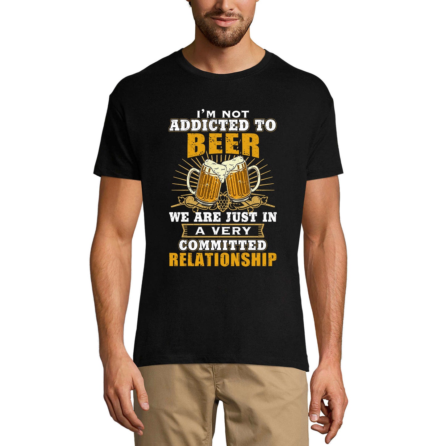 ULTRABASIC Herren-T-Shirt „I'm Not Addicted to Beer Commited Relationship“ – Bierliebhaber-T-Shirt