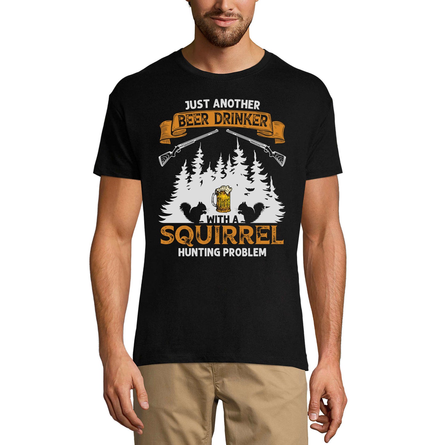 ULTRABASIC Graphic Men's T-Shirt Just Another Beer With a Squirrel Hunting Problem - Vintage Hunter's Tee Shirt