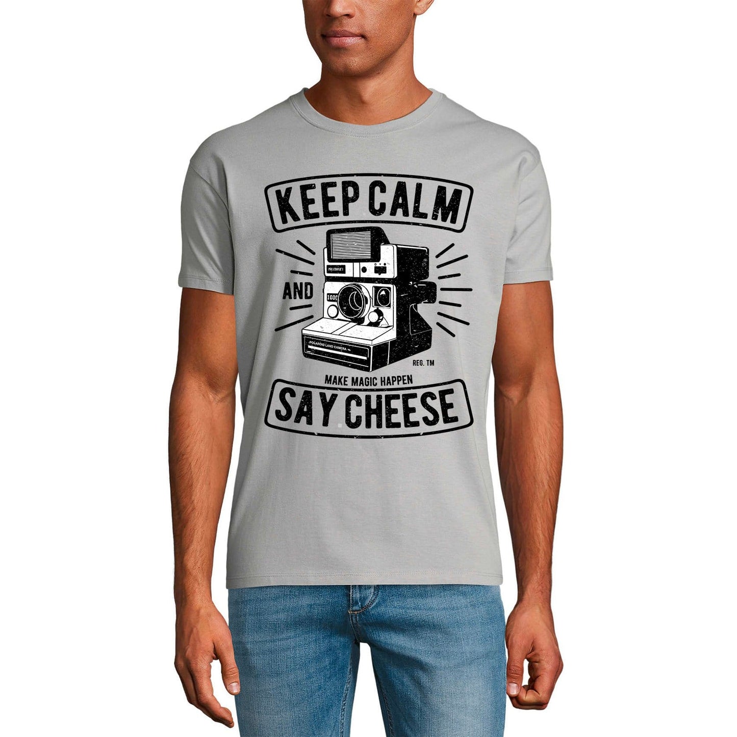 ULTRABASIC Men's T-Shirt Keep Calm And Say Cheese - Make Magic Happen - Old Camera