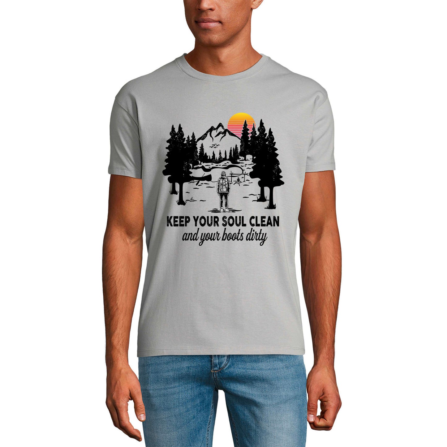 ULTRABASIC Men's T-Shirt Keep Your Soul Clean and Your Boots Dirty - Mountain Hiker Tee Shirt