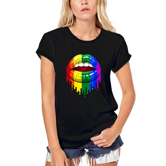 ULTRABASIC Women's Organic T-Shirt LGBT Lip - Rainbow Flag