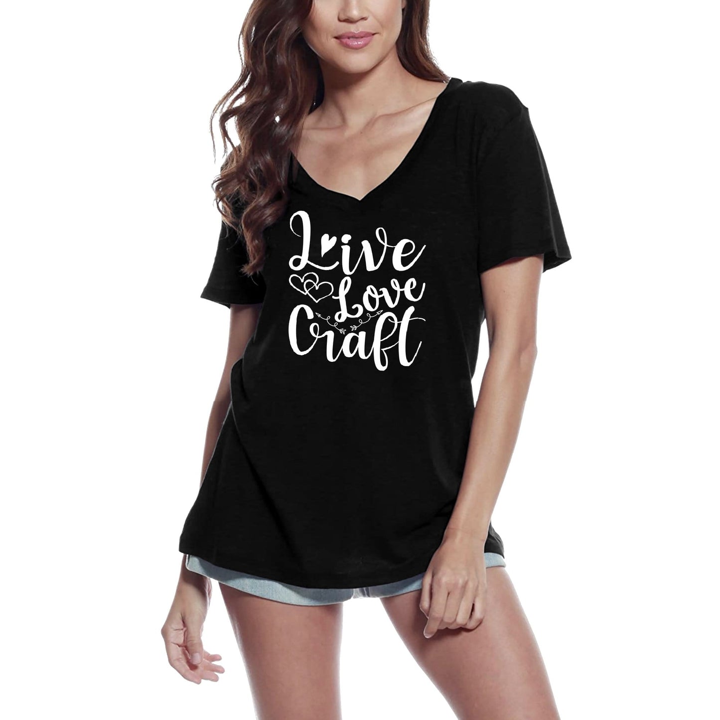 ULTRABASIC Women's T-Shirt Live Love Craft - Short Sleeve Tee Shirt Tops