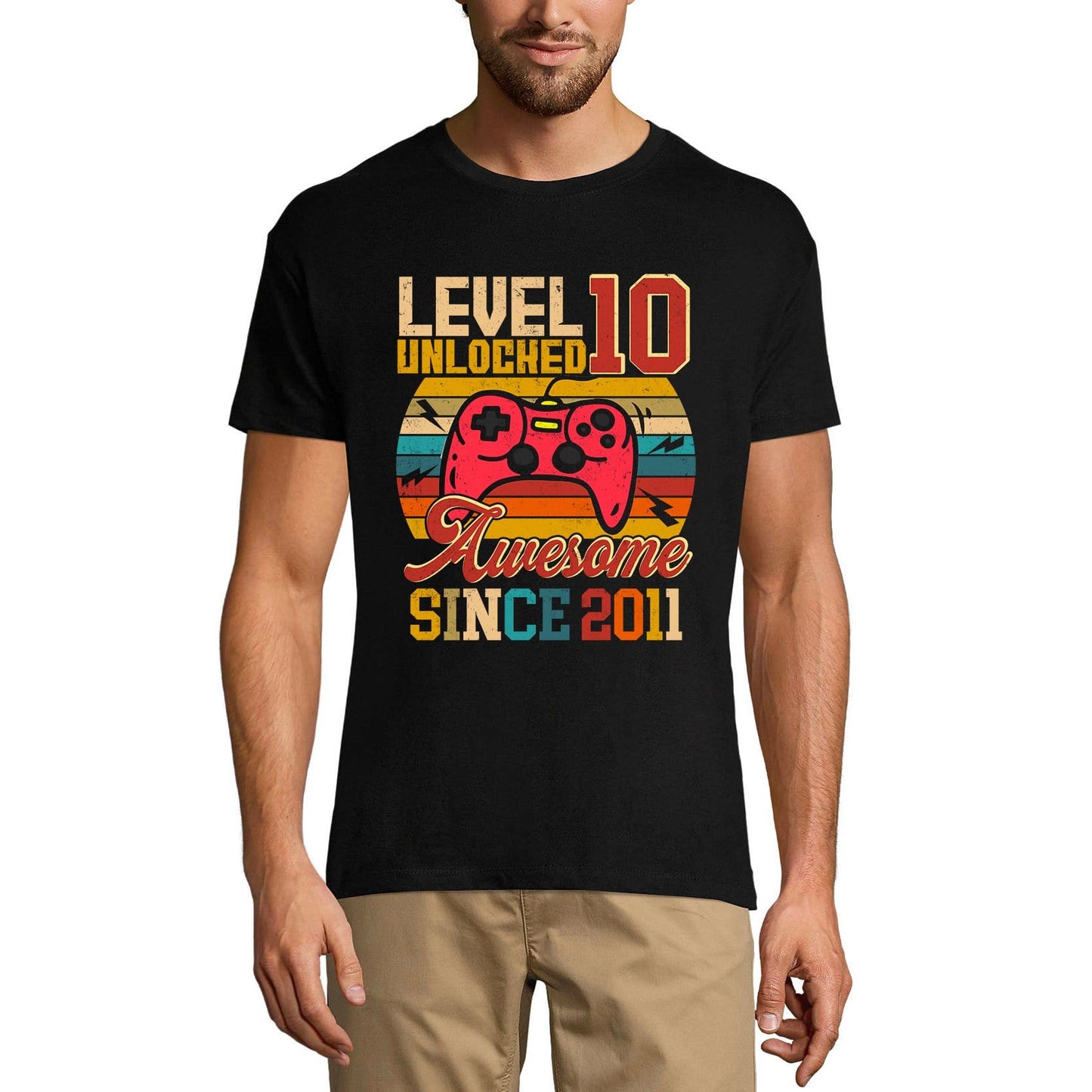 ULTRABASIC Men's Gaming T-Shirt Level 10 Unlocked - Gamer Gift Tee Shirt for 10th Birthday