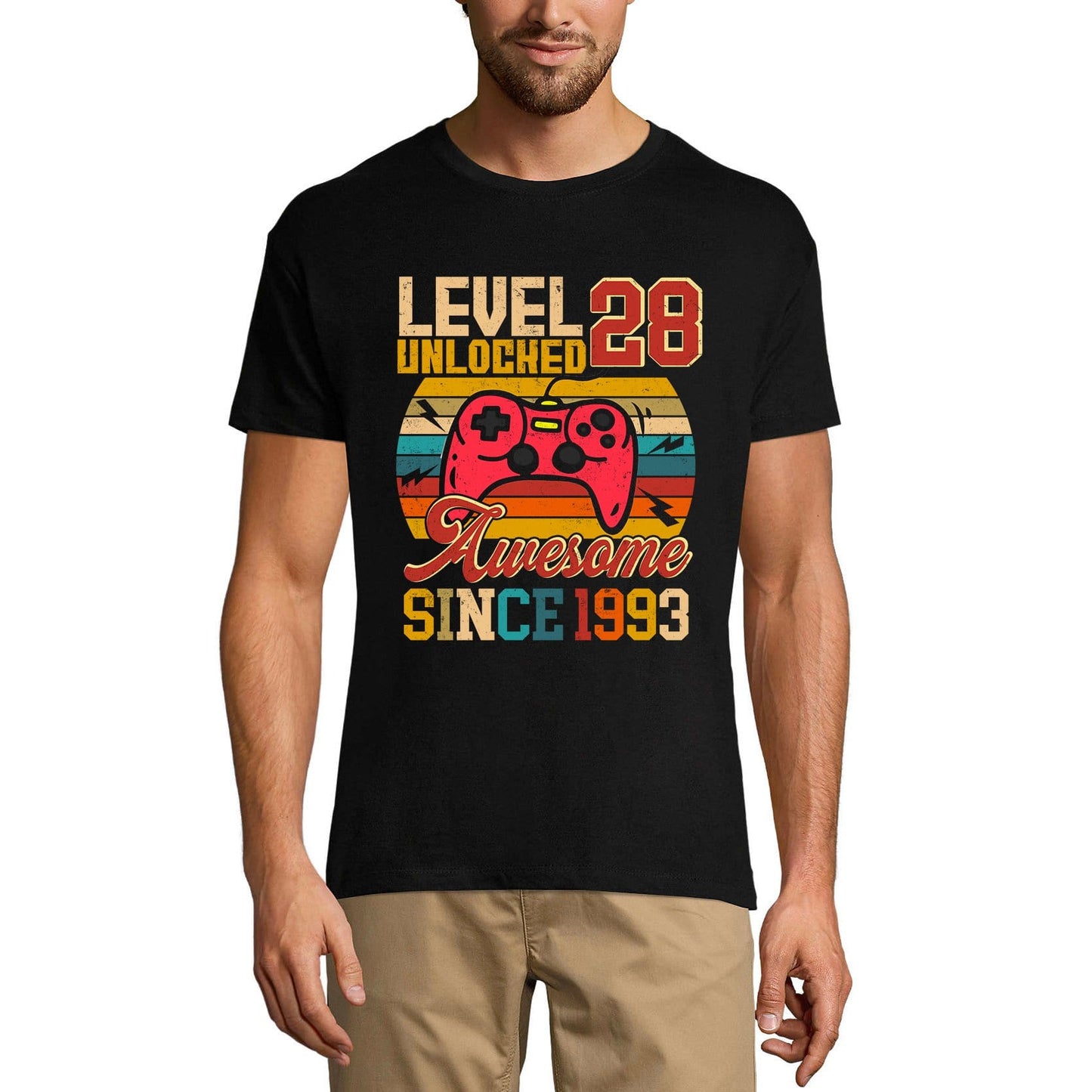 ULTRABASIC Men's Gaming T-Shirt Level 28 Unlocked - Gamer Gift Tee Shirt for 28th Birthday
